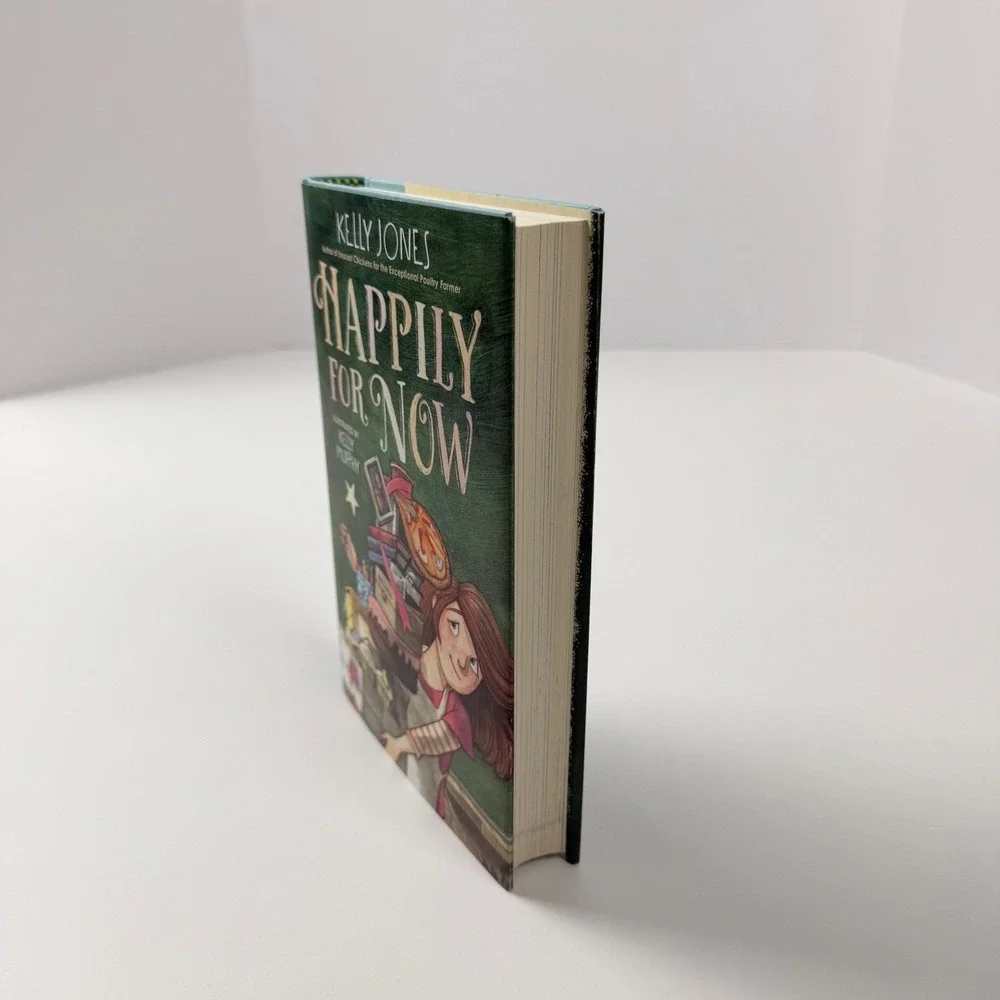 Kelly Jones Happily for Now Childrens Fiction Hardcover Book Illustrated Green
